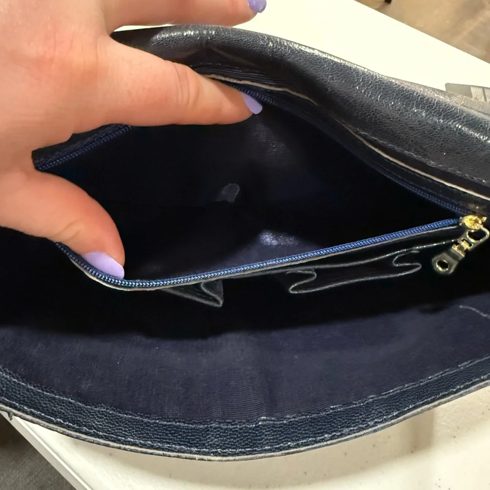 Abas Black Croc Embossed Envelope Clutch